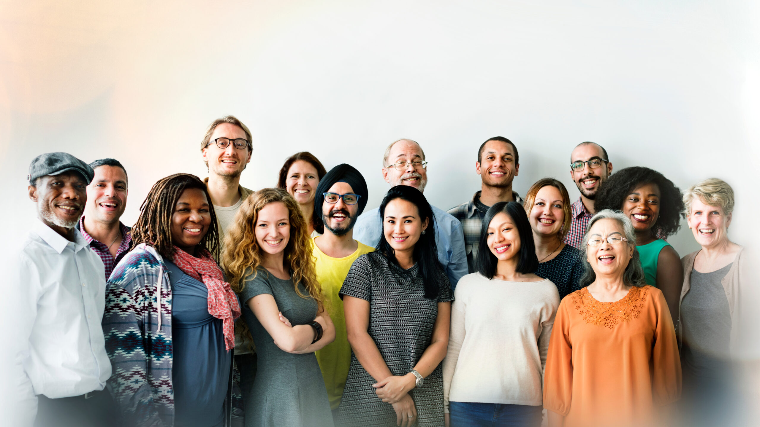 Group of cheerful diverse people